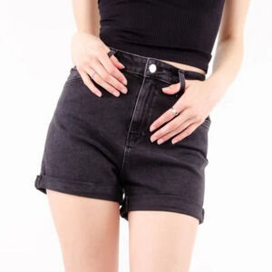 Mavi Ella High Rise Cuffed Denim Shorts Dark Smoke Size 28